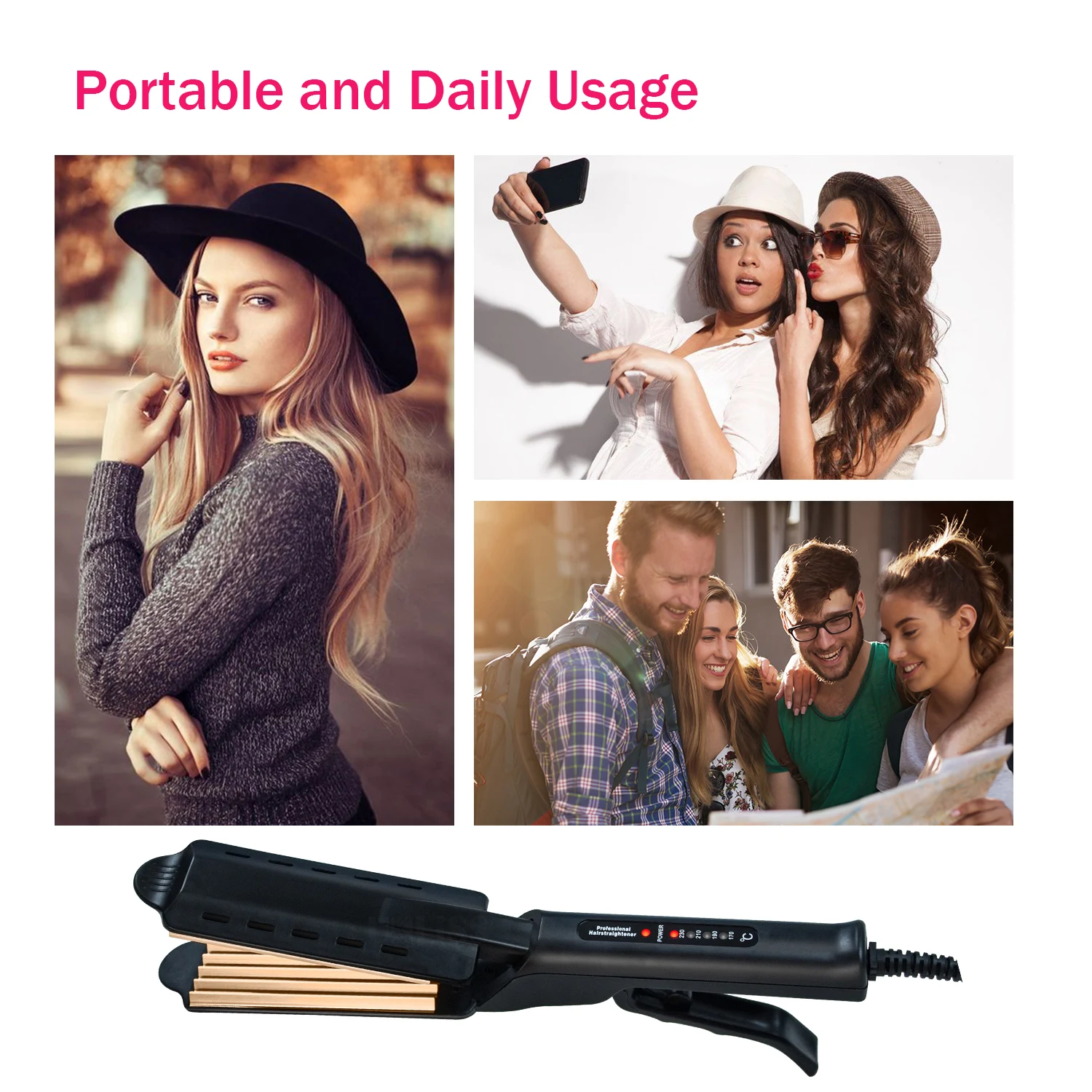 

Professional 2 in 1 Ceramic Hair Straightener Ionic Infrared Flat Iron Titanium ceramic Curling Iron Negative Plate Corrugation