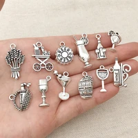 63pcslot mixed antique silver color red wine bottle opener charms pendants for jewelry making diy jewelry accessories