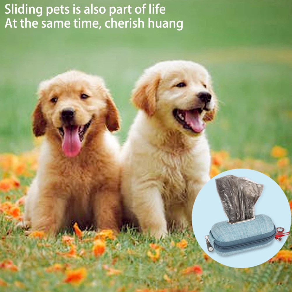 

Portable Pet Dog Poop Bag Dispenser Pick-Up Bags Holder With Rope Cleaning Waste Garbage Box NEW