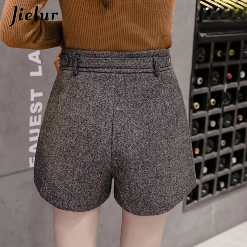 Jielur шерстяные шорты с высокой талией женские 2019 новые зимние корейские широкие