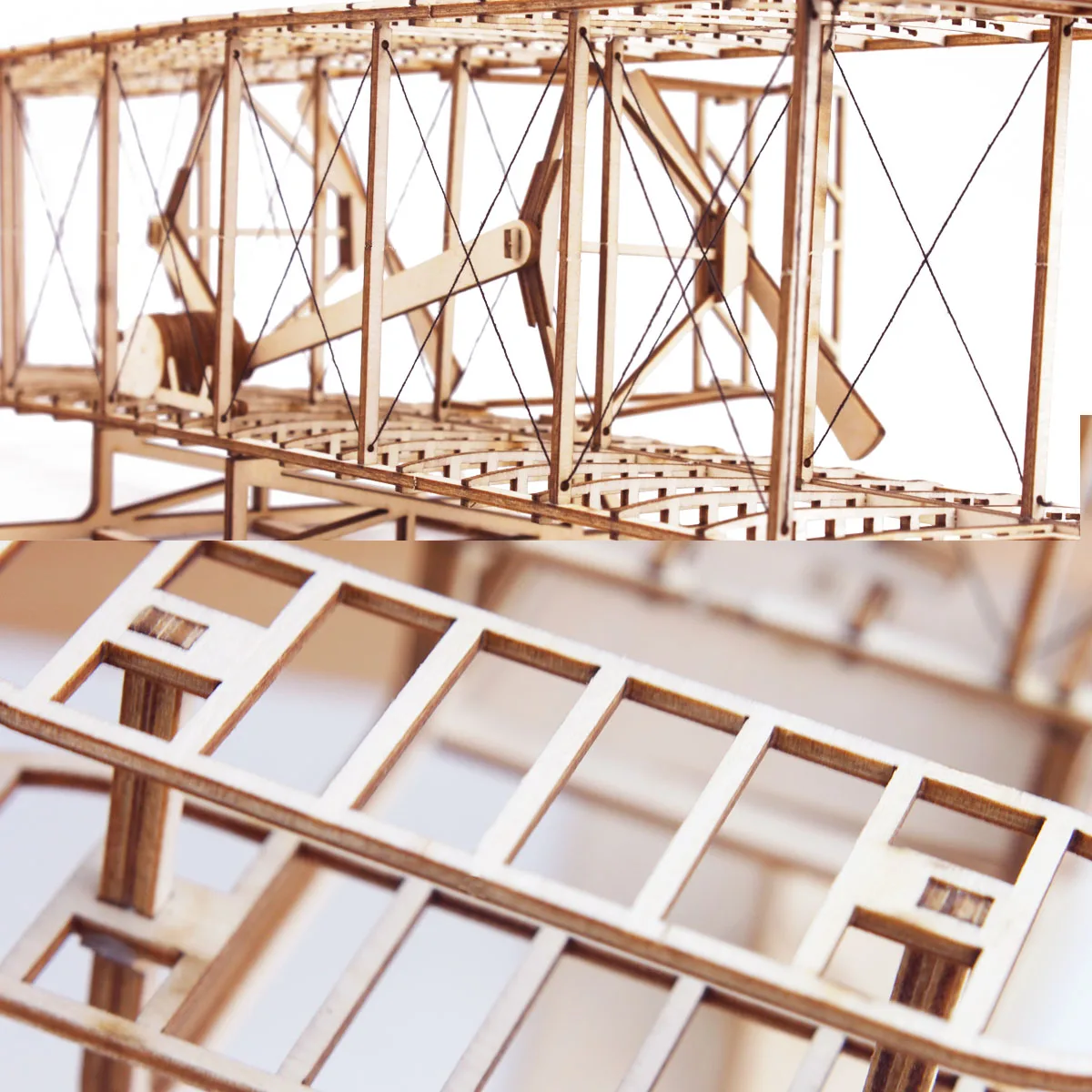Aircraft Model Wood Airplane Toy Kit Building Collection Wright Brothers Flyer Plane 3D Wooden Assembly Puzzle For Kids Adults | Игрушки и