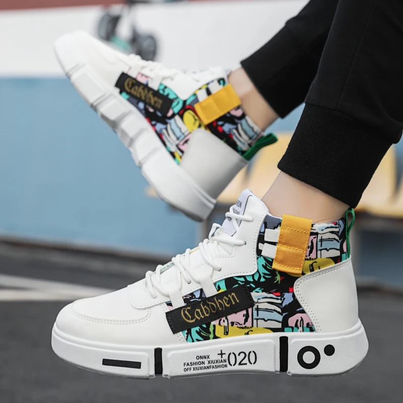 Кроссовки на платформе для мужчин и женщин Вулканизированная подошва высокие