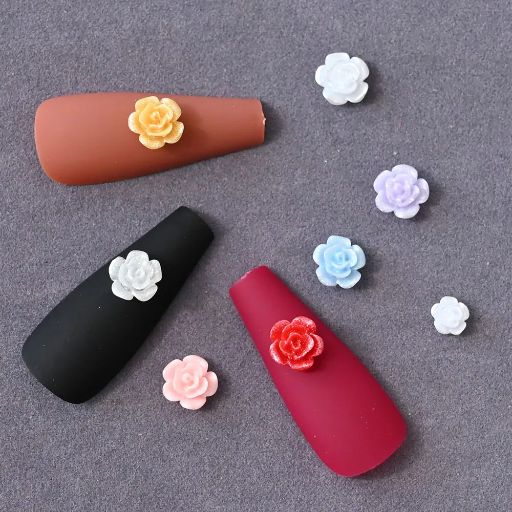 

100Pcs/Lot Porcelain White Flower Nail Art Decoration Resin Japanese Floret Series Charms 8mm Litter Elegant Camellia Nail Parts