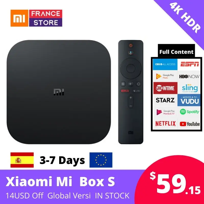 Глобальная версия Xiaomi Mi TV Box S Android tv ip Netflix Channel chromecast 4K HD mi android 8 1 Smart