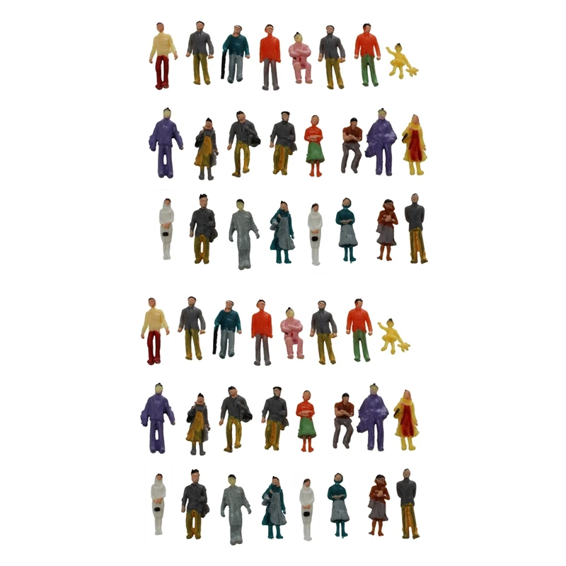 

48 StüCk Colorful Painted Sand Table Model Railway Passenger Figures Scale (1 to 87)