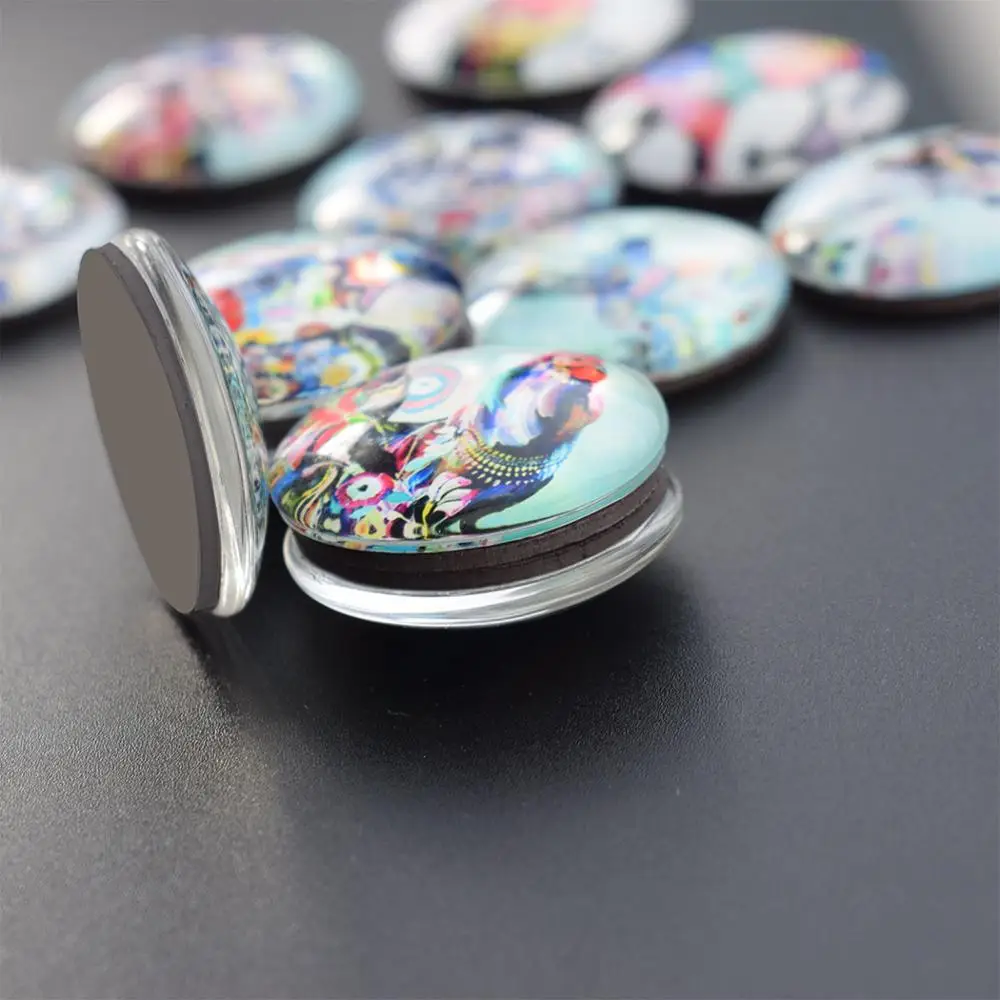 Милая Черная кошка живопись 30 мм магнит на холодильник художественное