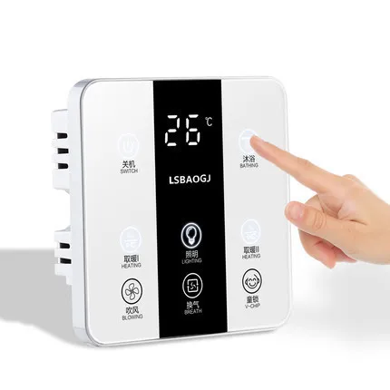 5 in1Touch переключатель YuBa 86 Тип настенный нагреватель для ванны интегрированный подвесной потолок пульт дистанционного управления ключ для душевой комнаты 86*86 мм