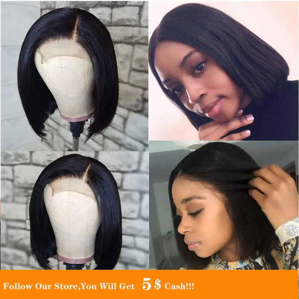 13х4 Боб термостойкие волокна волос Синтетический парик Русалочка черный цвет