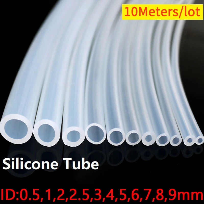 

10 Meters Food Grade Clear Transparent Silicone Rubber Hose ID 0.51 2 3 4 5 6 7 8 9 10 mm O.D Flexible Nontoxic Silicone Tube