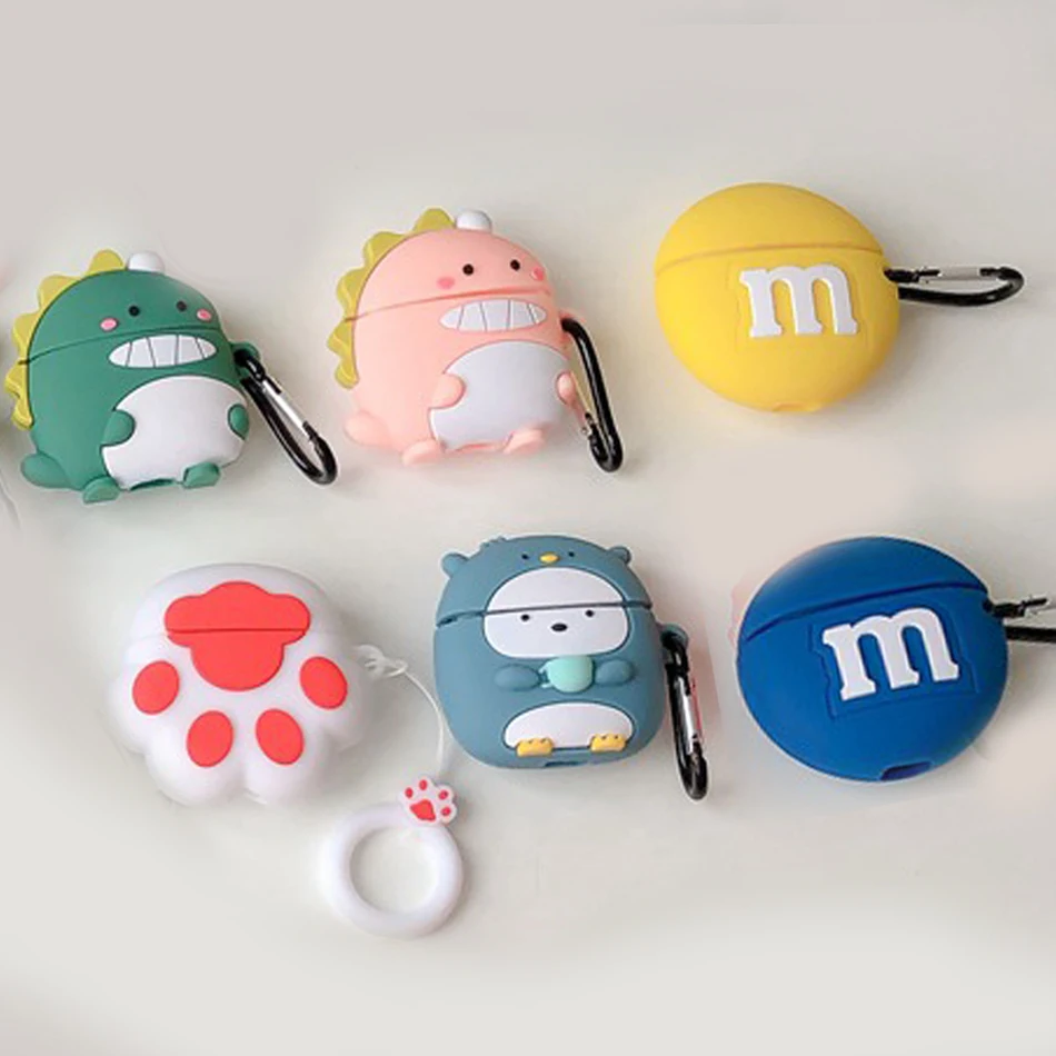 

For Lenovo HT38 Earphones Case Cartoon dinosaur funny Silicone Anti-fall Protection Cover For Lenovoht38 Earbuds Case