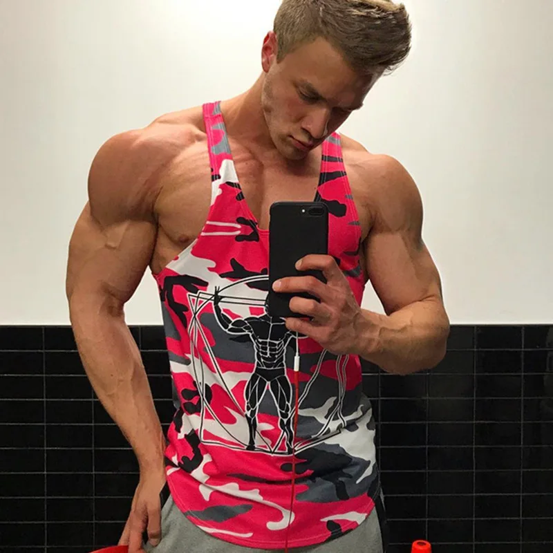 

2018 New Men Bodybuilding Tank Tops Camouflage sleeveless Shirt Man 498