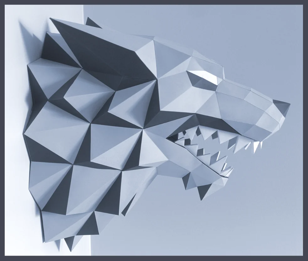 Игрушка льда и огня/игра силовой стек семья волк король голова белая бумажная