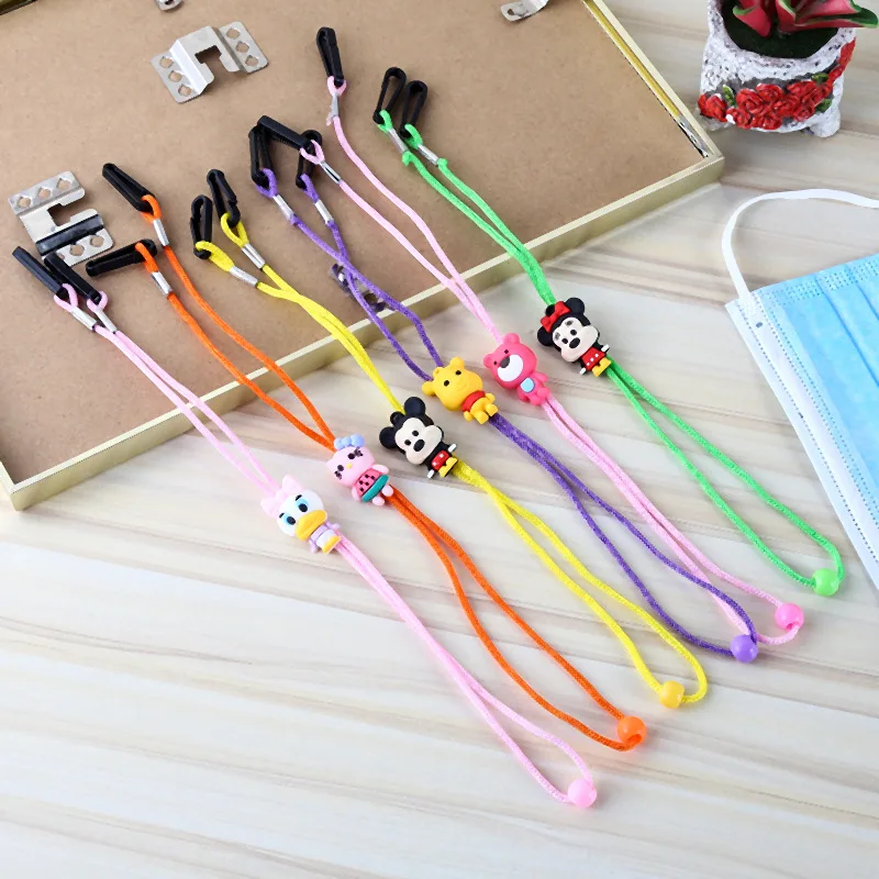 

10PCS Cartoon Adjustable Face Mask Lanyard Handy Convenient Safety Mask Ear Holder Rope Child Mouth Cover Rope Colorful 9 Ribbon