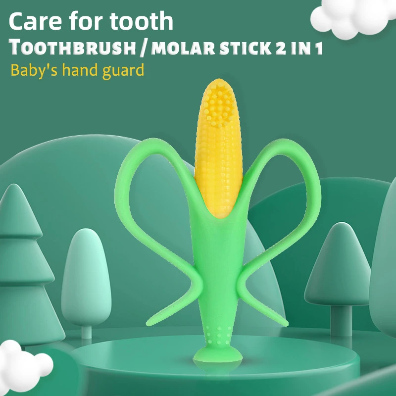 

Baby Corn Toothbrush Molar Stick 2 In 1 Baby Silicone Molar Stick Banana Teethersafe And Healthy Teether Toys