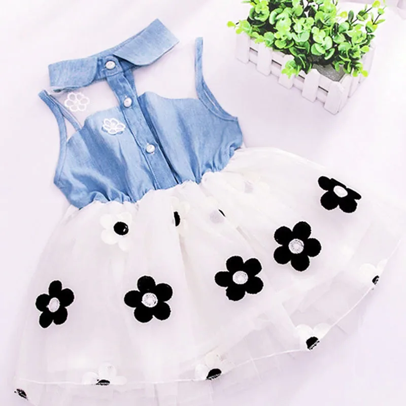 Новинка лета 2020 ковбойские марлевые платья с цветами для девочек одежда