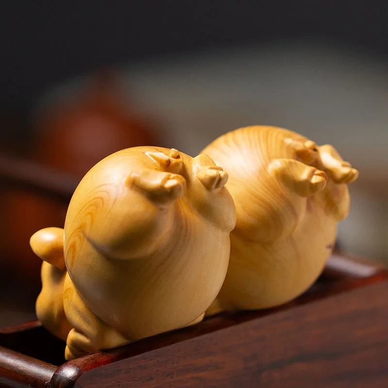 7 см маленькие фигурки милых свиней новые деревянные статуя в форме знака зодиака