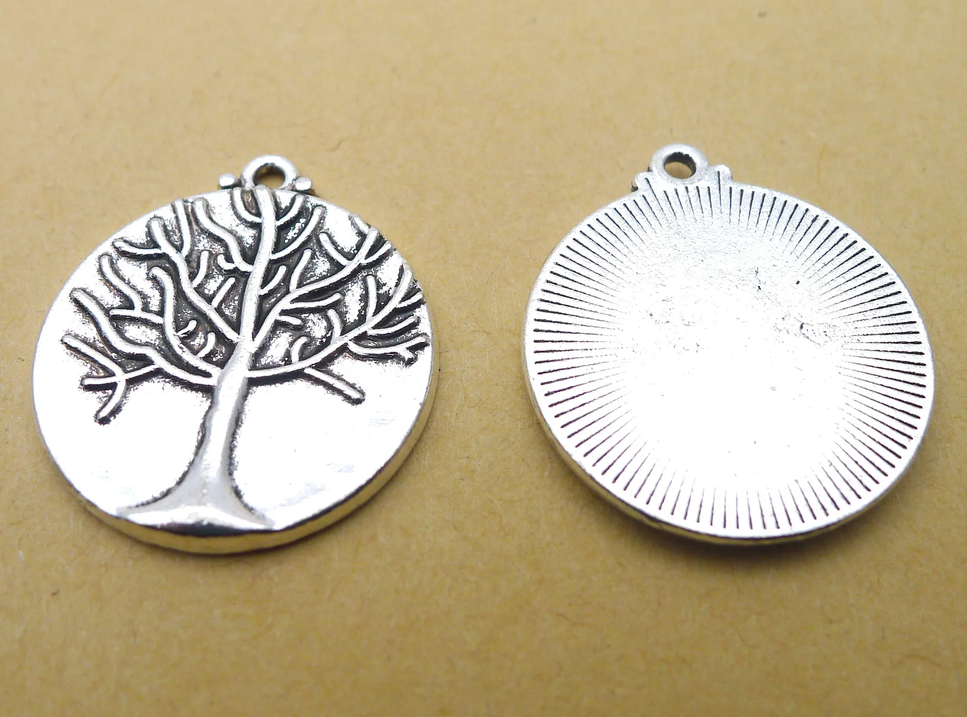 

Charm for making jewelry 3pcs 23x26mm antique silver color Tree charms