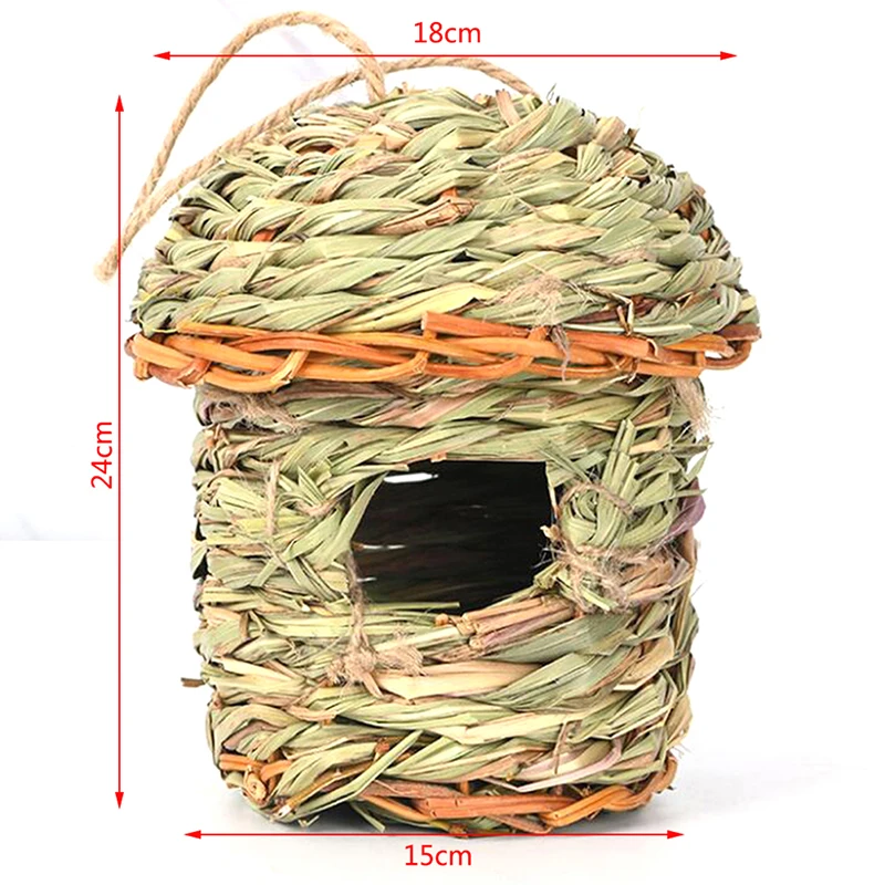 

1PC Handwoven Straw Bird Nest Parrot Hatching Breeding Grass Cave Garden Supply