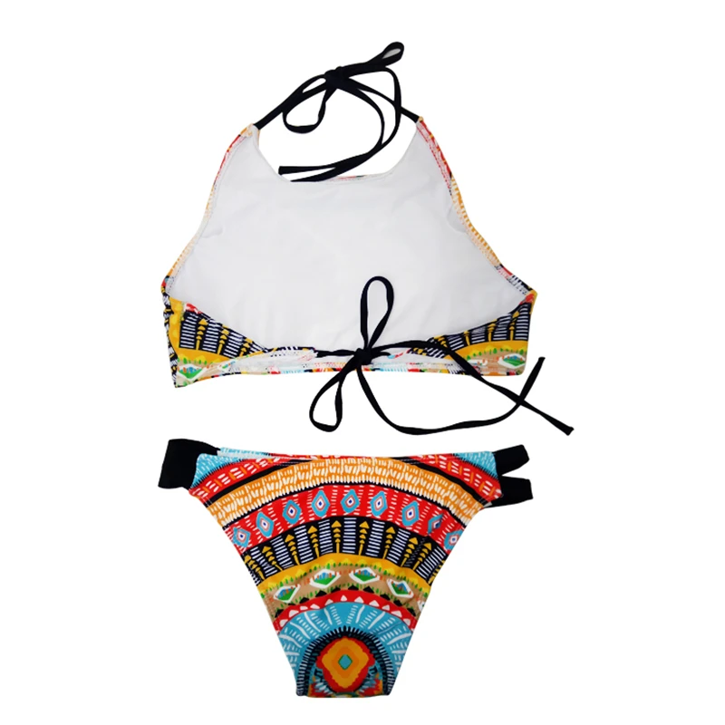 

PREETEE Brazilian Retro Bohemia Bikini Bandage Ddsign Swimwear Women Swim Suit High Neck Cropped Top Swimsuit Beach Bathing Suit