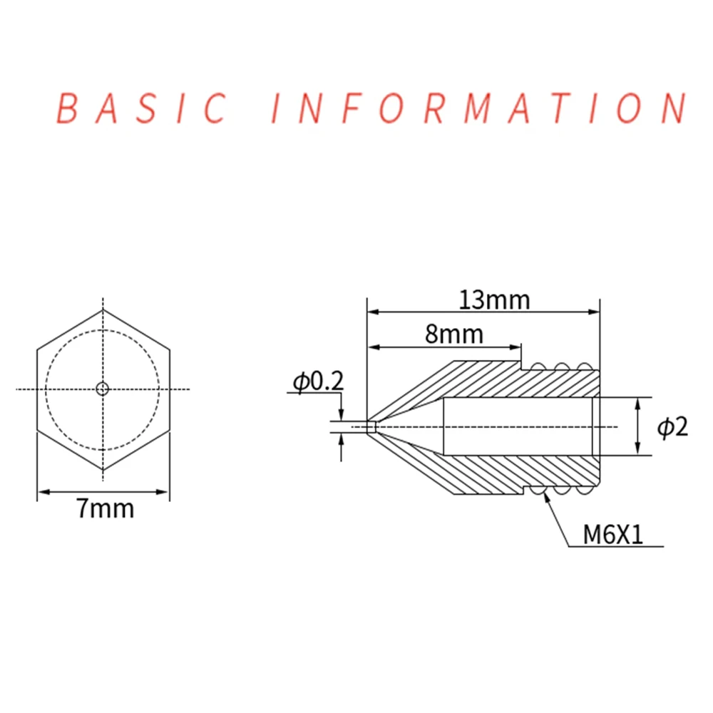 3D принтеры запчасти 20 шт./лот MK7 MK8 сопло 0,2 мм 0,3 мм 0,4 мм 0,5 мм Экструдер резьбовой 1,75 мм нить головки медные сопла