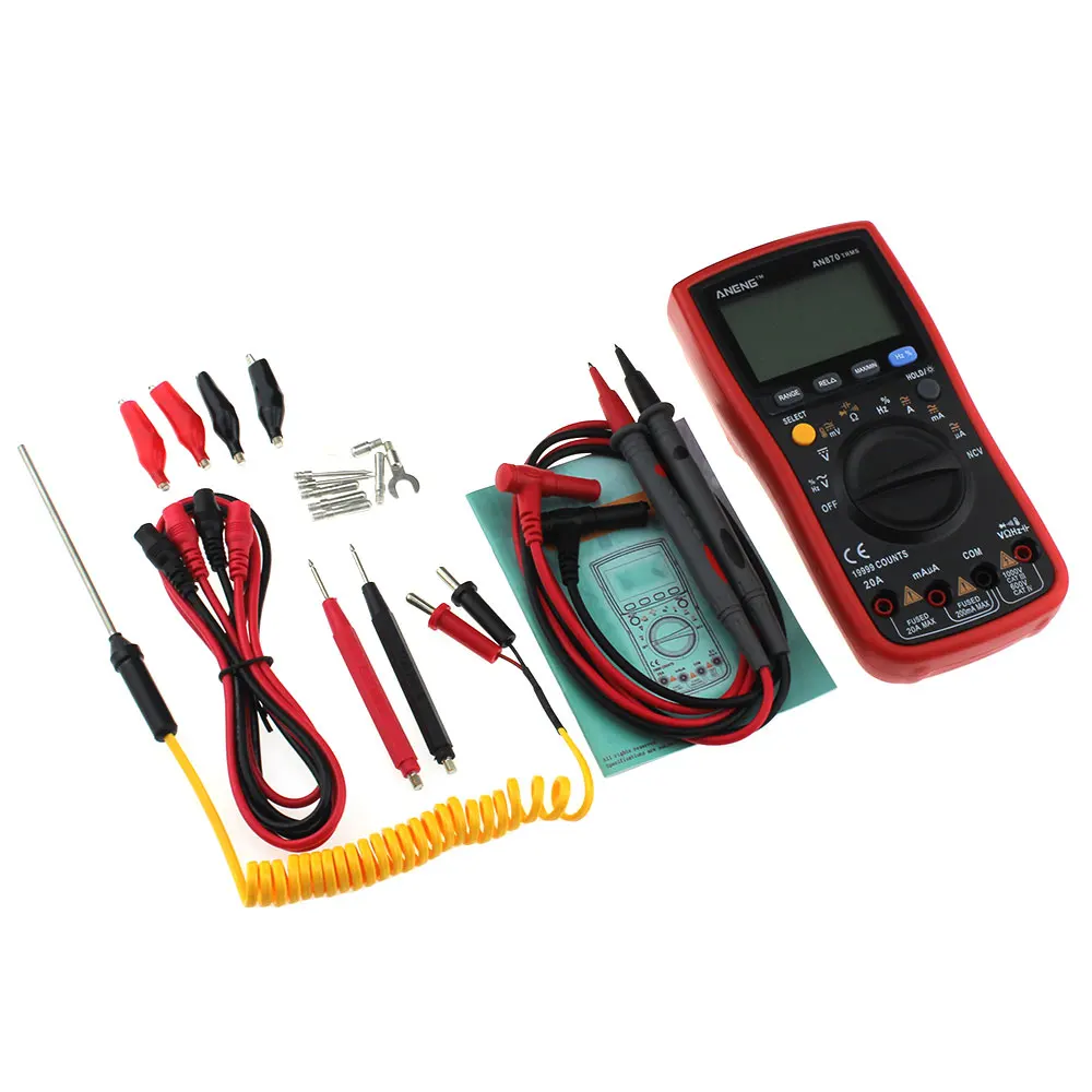 ANENG AN870 красный мультиметр 6000 отсчетов истинный Rms Транзистор тестер Voltimetro AC/DC