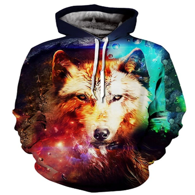 

Men's pullover hoodie sweatshirt 3D printing Fox hoodie sweatshirt Color casual round neck hoodie men's new