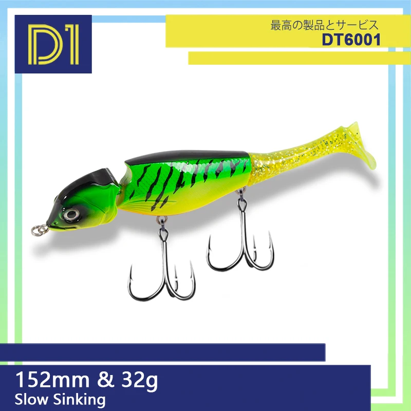 D1 Hybrid swimbait медленно тонущий воблер для ловли щуки жесткий карандашные приманки 152