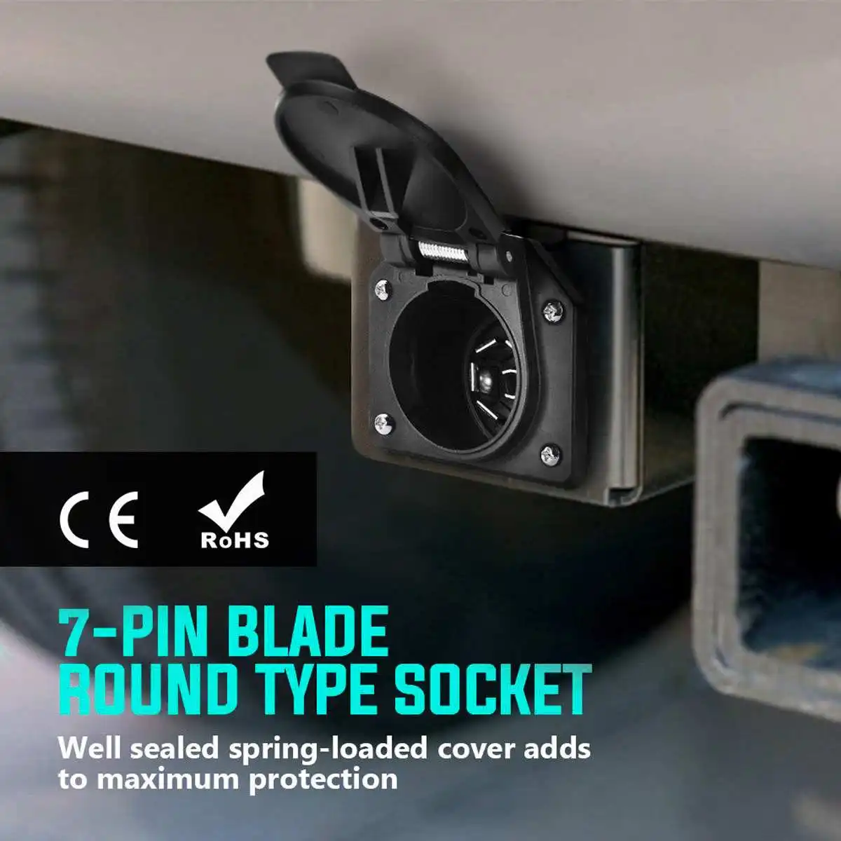 

4-Way Flat to 7 Way Round Hole Trailer Plug Wiring Adapter Connector Socket Trailer Hitch Plug with Bracket Set