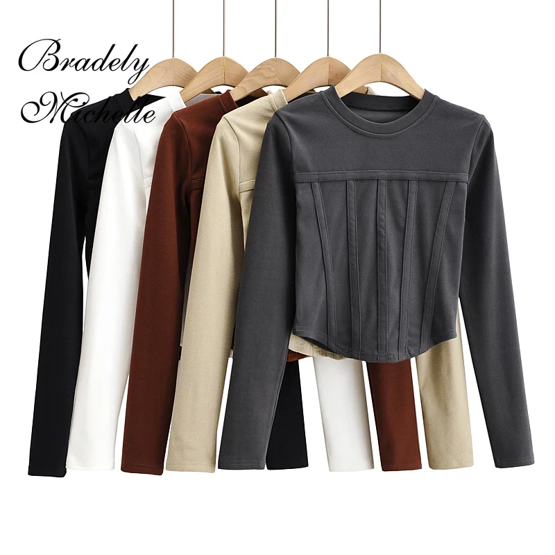 

New Fashion Basic Women's Tops Winter Fleece Long Sleeve O-neck Solid Bottoming Shirt