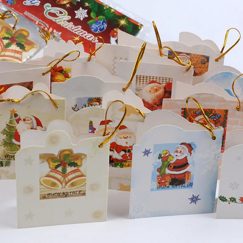 12 шт. Новогодние поздравительные Мини-открытки Санта-Клаус | Дом и сад