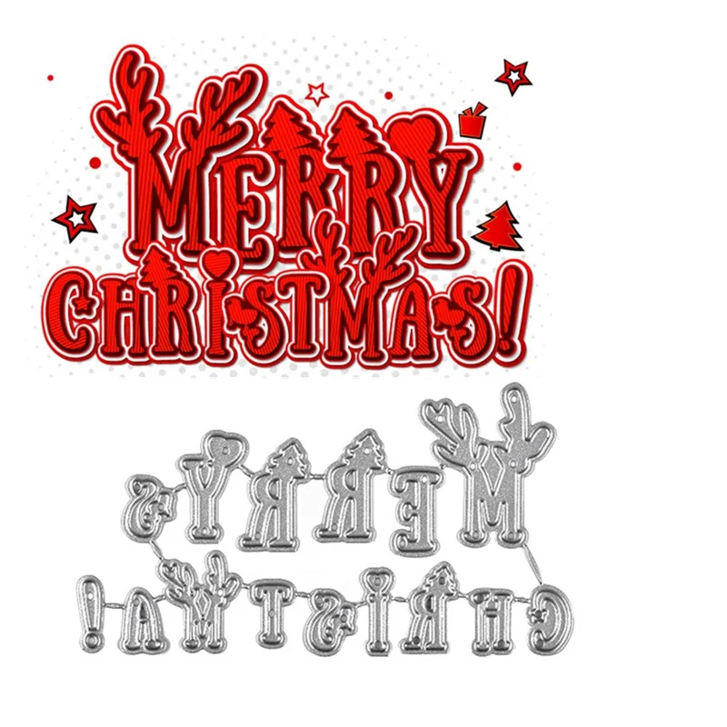 Eastshape с Рождеством слова металлические Вырубные штампы головой лося новые 2019