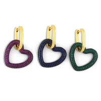new multiple colour popular small heart hoop earrings for women cross cubic zircon heart crystal rectangle hoop earrings erh a06