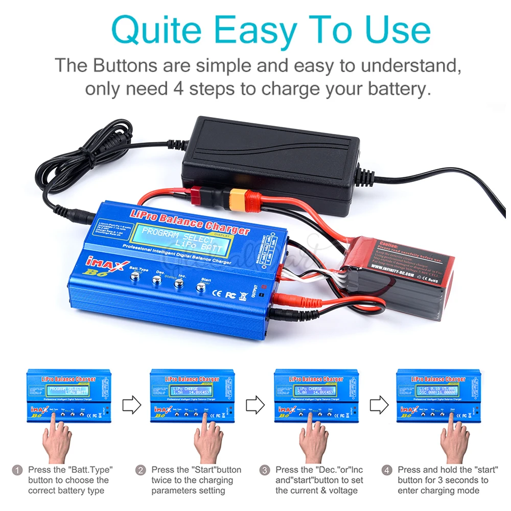 Новый iMAX B6 80W ЖК экран цифровой RC Lipo NiMh зарядное устройство для баланса батареи Dis +