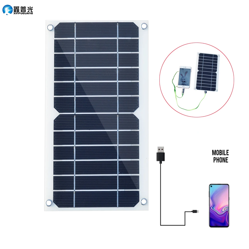 

Portable Solar Panel 5W 6V 12V Mini Solar Battery Charger 5V USB Mobile Phone Power Bank Light Outdoor Hiking Camping Waterproof