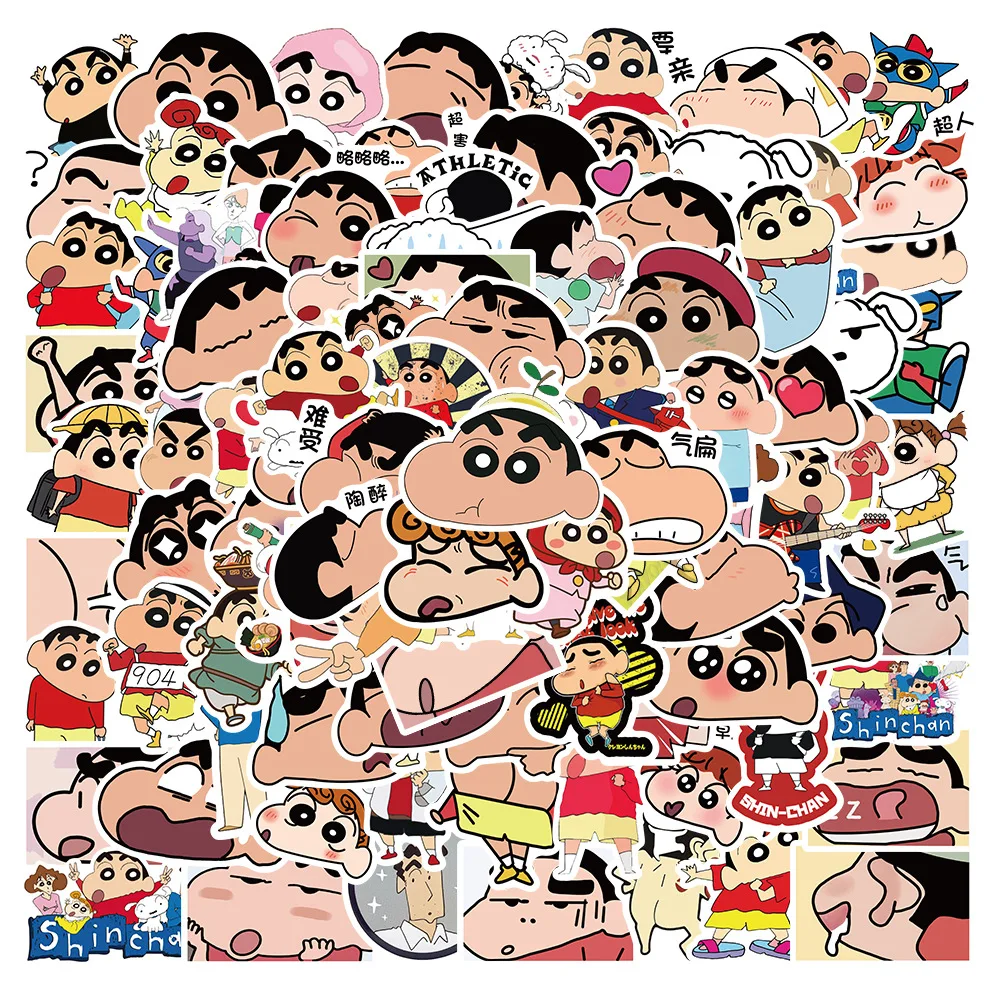 

100PCS Kids Anime Crayon Shinchan Cartoon Deco Stickers Notebook Computer Skateboard Kawaii Waterproof Graffiti DIY Toy Sticker