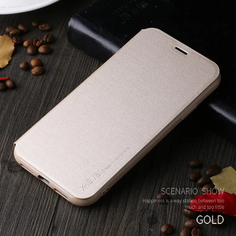 Gold X-Level Книга Флип кожаный чехол для iPhone 11 Pro Max ультра тонкий - Цвет: Gold