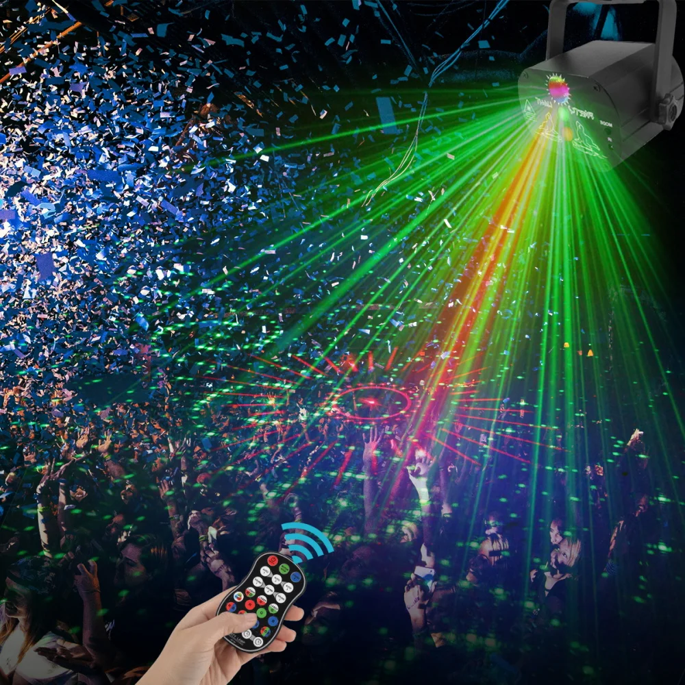 60 Patterns Mini RGB Disco Light LED Laser Stage Projector Lamp USB Rechargeable Wedding Birthday Party DJ with Controller | Лампы и