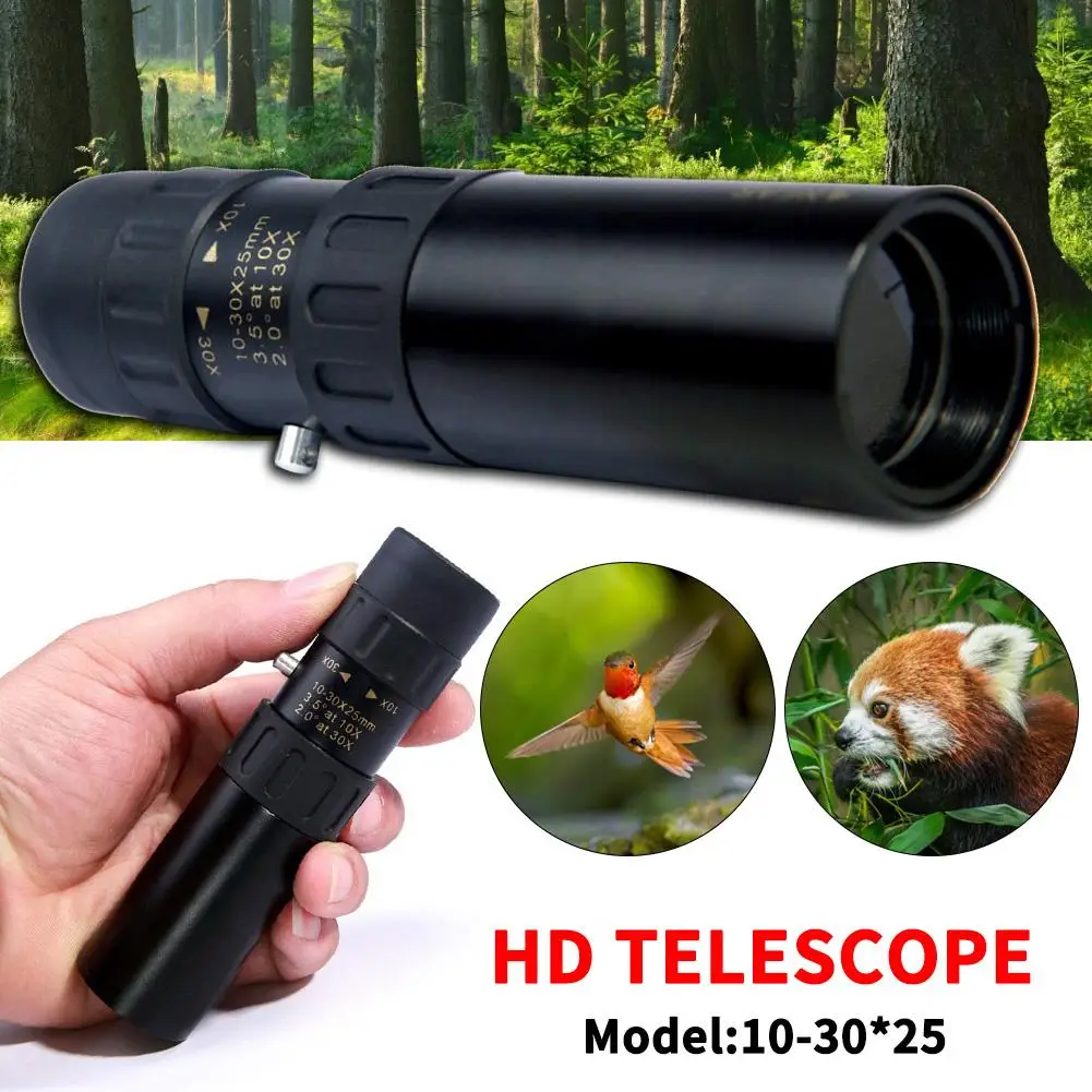 10-30x25 мощный монокулярный телескоп с зумом портативный мини-телескоп с ночным видением Bak4 HD для кемпинга и охоты на природе
