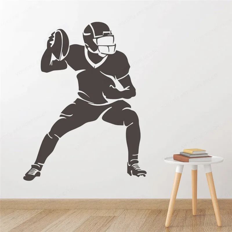 Наклейки на стену с изображением силуэтов футбольных игроков домашний декор для