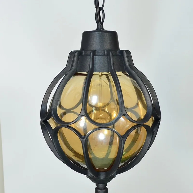 

Vintage glass chandeliers ball outdoor pendant lamp balcony grape waterproof aluminum E27 bulb garden hanging lamp loft WF1026