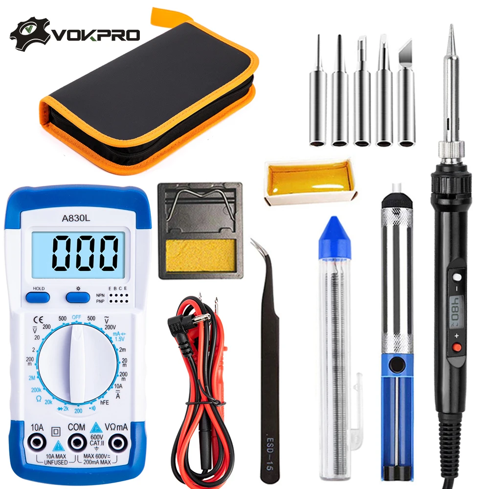 60/80w паяльник с регулируемой температурой портативный цифровой мультиметр набор