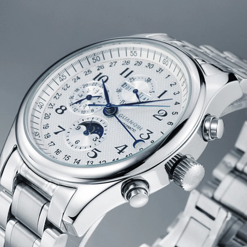 Часы GUANQIN мужские автоматические механические водонепроницаемые кожаные |