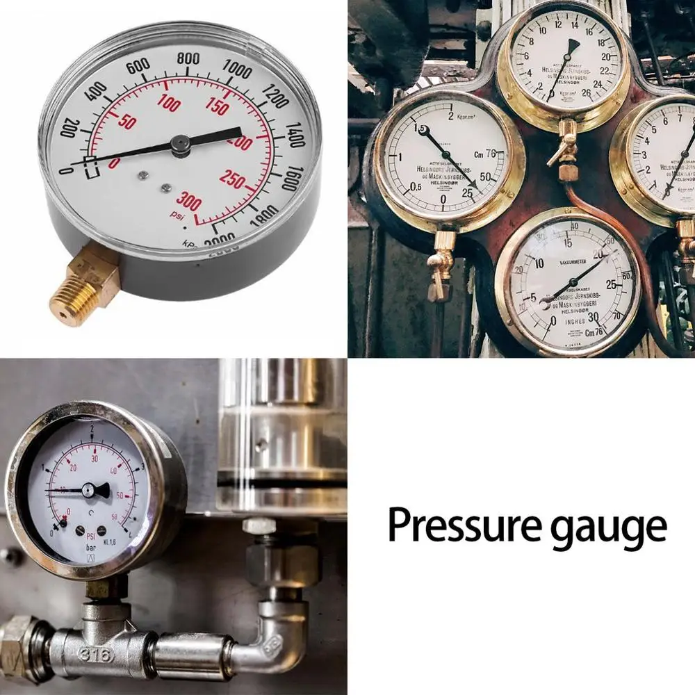 

TS-Y91 1/4 Inch NPT 0-300psi 20bar Pressure Gauge Air Compressor Pressure Gauge Water Pressure Tester