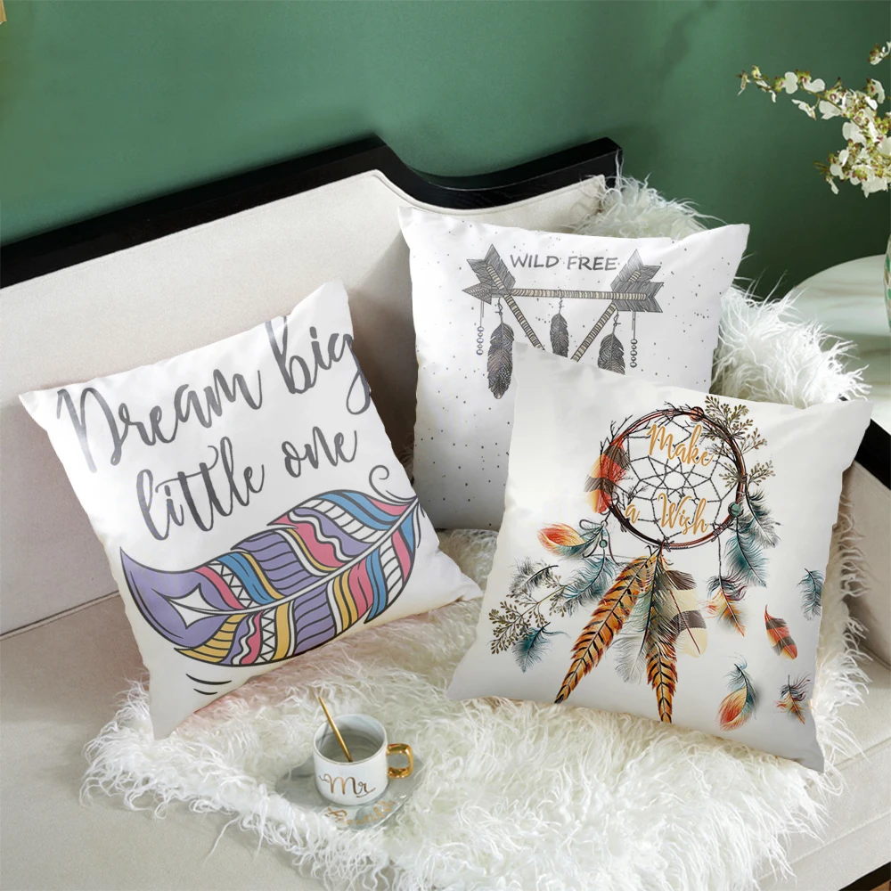 

Fuwatacchi New Feather Dream Catcher Cushion Cover Colorful Feather Pillow Cover Decor Home Living Room Sofa Chair Pillowcase