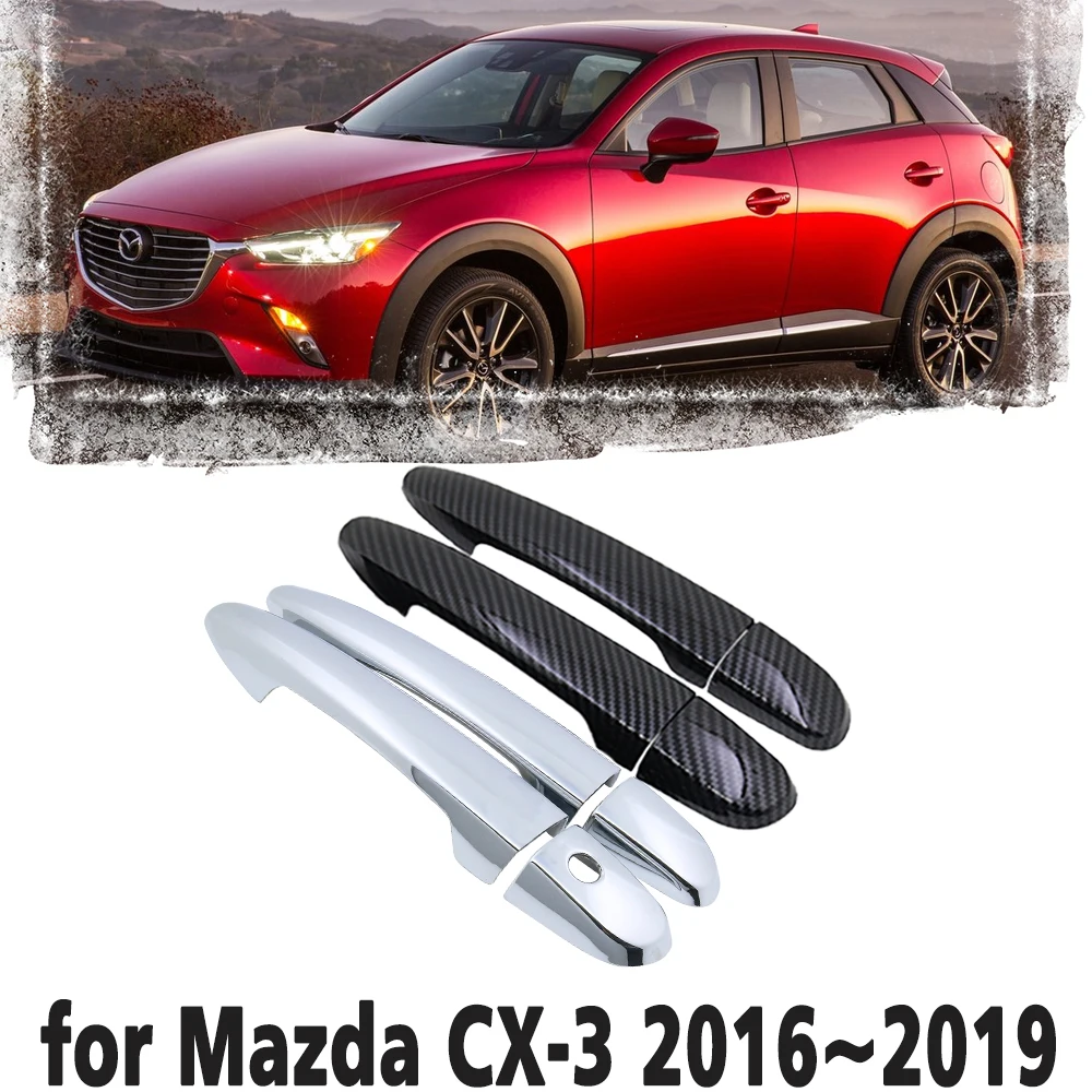 

Black Carbon Fiber Car handle Or ABS Chrome Door Handles Cover for Mazda CX-3 CX 3 2016 2017 2018 2019 Car Accessories Cap