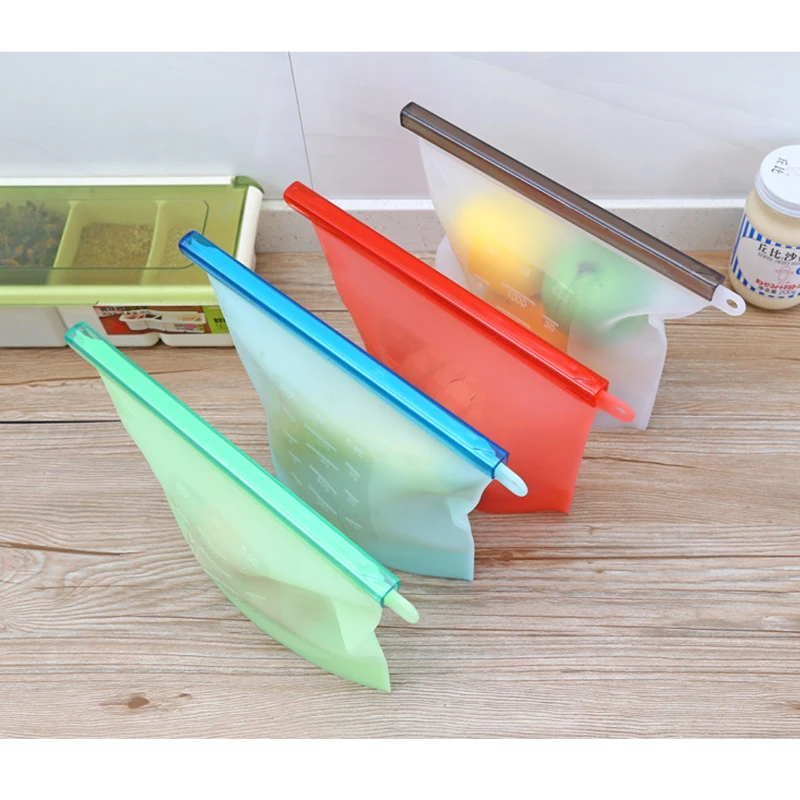

Reusable Silicone Vacuum Food Fresh Bags Food Storage Containers Refrigerator Bag Kitchen Colored Ziplock Bags K1014 H
