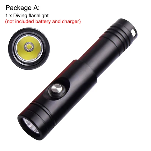 Package A Asafee DIV12S резервного копирования для дайвинга фонарь Cree XM-L2 U4 светодиодный Дайвинг вспышки светильник Водонепроницаемый Дайвинг светильник мини подводного погружения фонарь - Испускаемый цвет: Package A