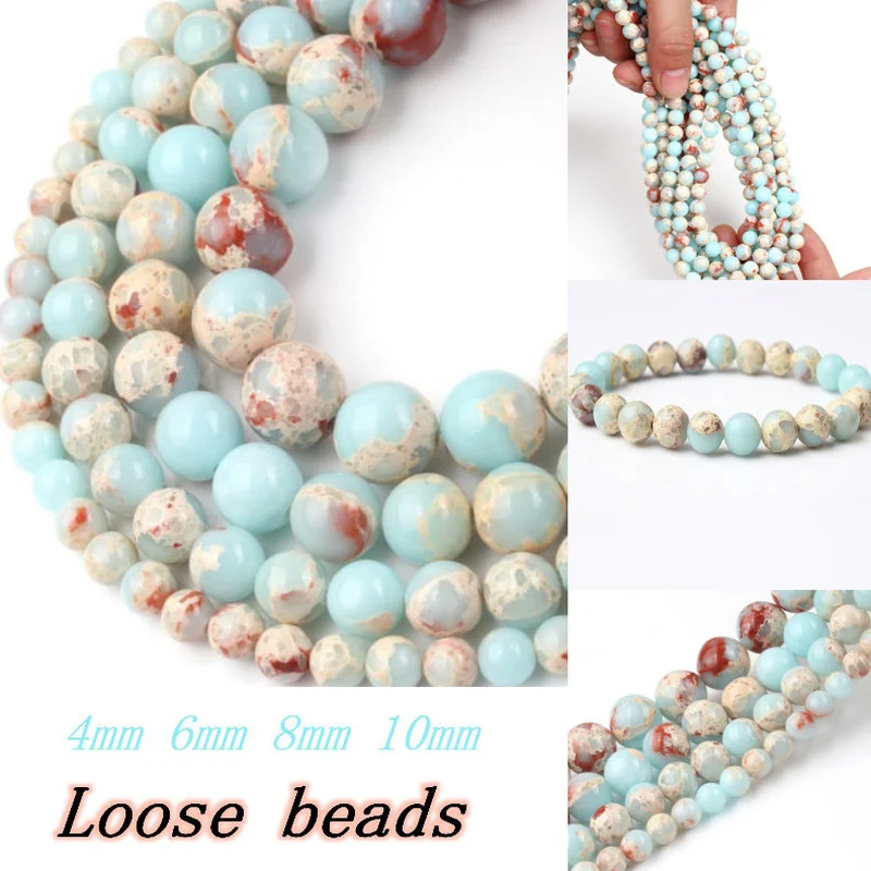 

Snakeskin Blue Loose Beads 4 6 8 10 MM Size for Jewelry Making