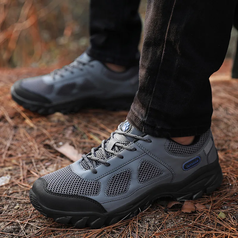 

Кроссовки мужские прогулочные сетчатые, Вулканизированная подошва, антистолкновения, дышащие, рабочая обувь, для улицы