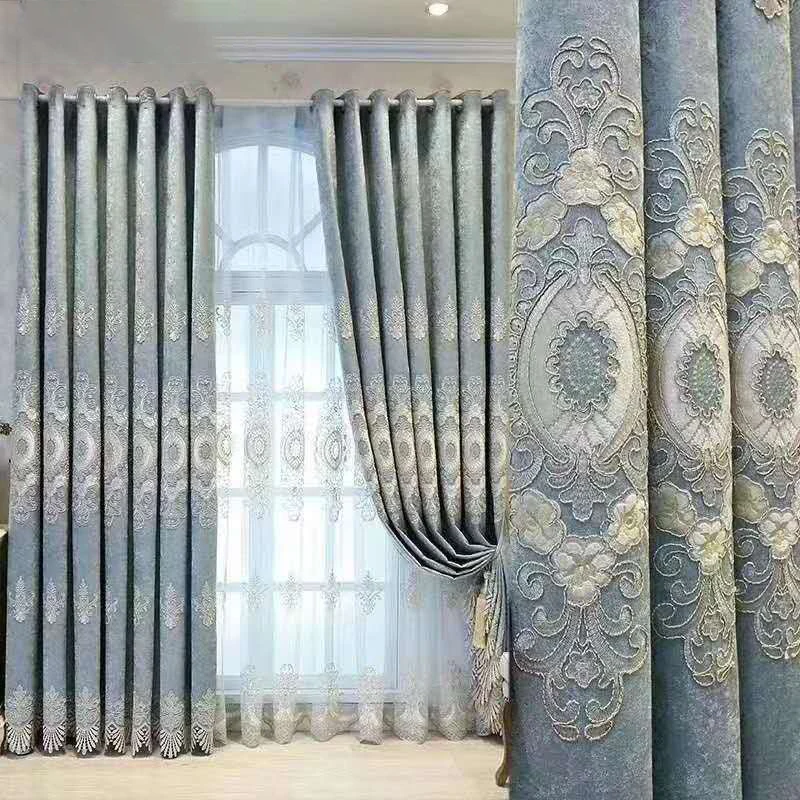 

Nordic Hollow Embroidered Curtain Fabric Curtains for Living Room Bedroom Balcony Blackout Luxury Curtain